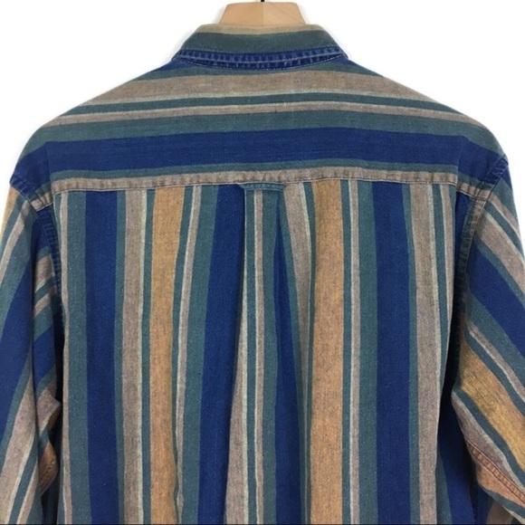LEE Shirt Shacket Button Down Denim Stripe Long Sleeve Retro Cabincore Small - Picture 4 of 8